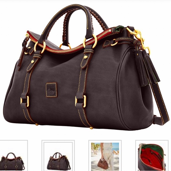 Dooney & Bourke Florentine Large Leather Satchel Dark Brown - Picture 2 of 15